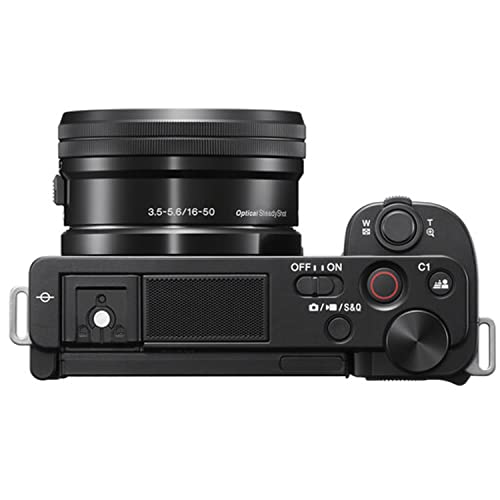 Sony ZV-E10 Mirrorless Camera with16-50mm & 55-210mm Zoom Lenses + 2pcs 64GB Memory + LED Video Light + Case+ Tripod + Steady Grip Pod + Filters + Macro + 2X Lens + 2X Batteries + More (Renewed)