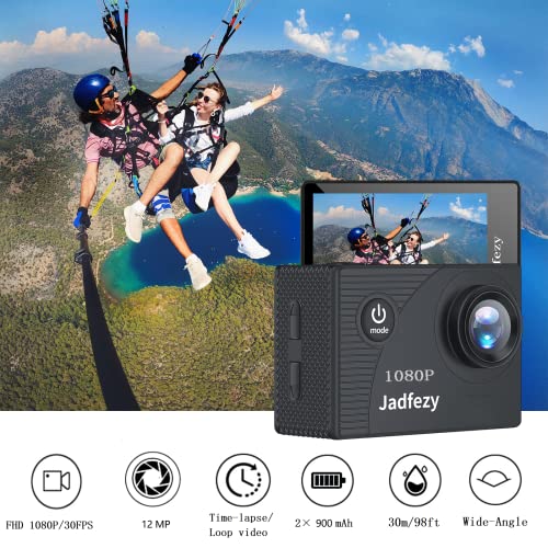 Jadfezy FHD 1080P Underwater Action Camera with Accessories