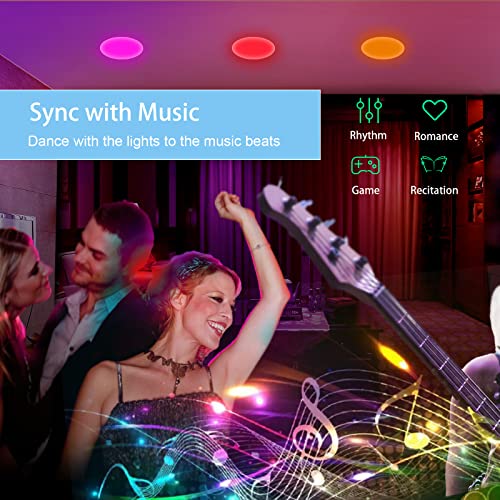 Smart Recessed Lighting,RGB LED Recessed Ceiling Lights Dimmable, APP Control Color Led Downlight Work with Alexa/Google, Sync to Music, ETL,DLC,UL Certified (6 Pack) (6inch 6pack)