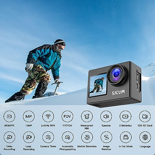 SJCAM 4K Action Camera with Dual Screen, Wide Angle