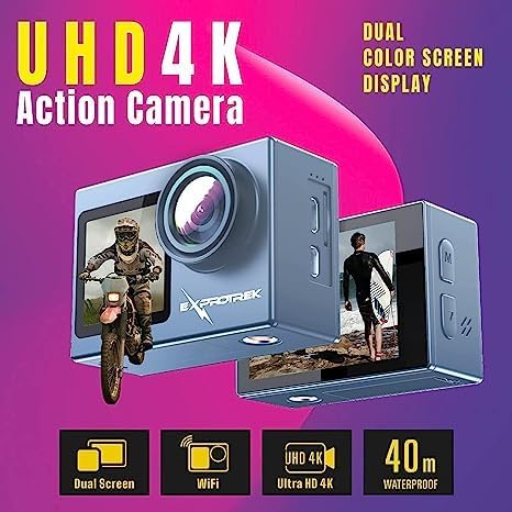 Exprotrek 4K Action Camera: Touch Screen, Stabilized