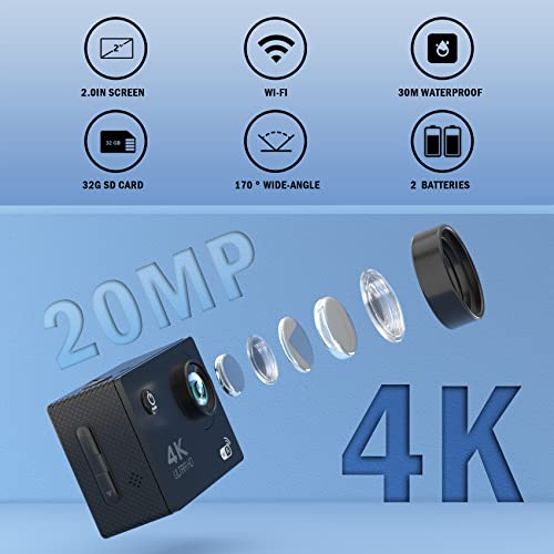 4K Action Camera with Accessories and Remote Control