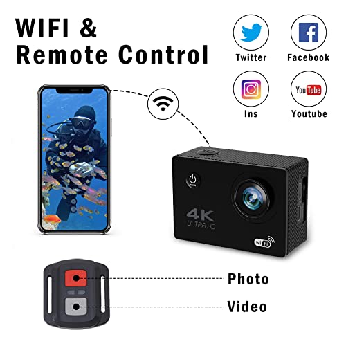 4K Action Camera with Accessories and Remote Control