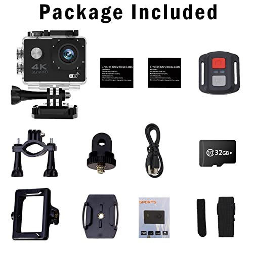 4K Action Camera with Accessories and Remote Control