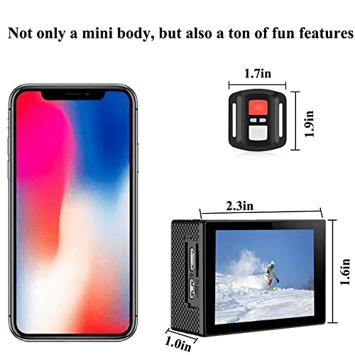 Xilecam Action Camera 4K/20M /WiFi/4*Zoom/2.4 G Remote Control 2 * 1350mAh Battery Waterproof Camera Underwater 131FT/170 Degree Wide Angle Sports Camera (4K+2.4G)