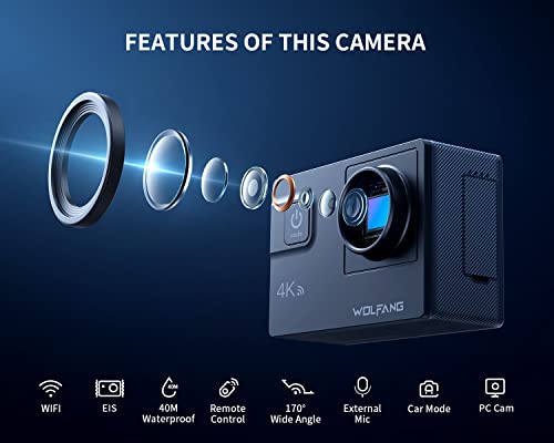 4K60FPS Action Camera with Wide Angle and Accessories