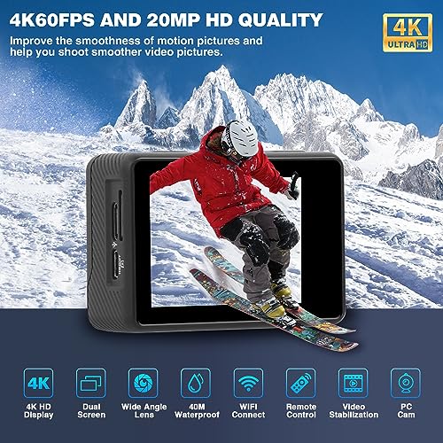 4K60FPS WiFi Action Camera with Dual Screen