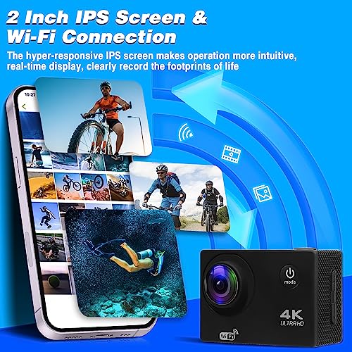 HiDectee 4K Action Camera - Wide-Angle Waterproof Cam