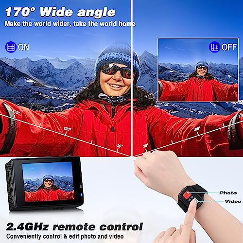 HiDectee 4K Action Camera - Wide-Angle Waterproof Cam