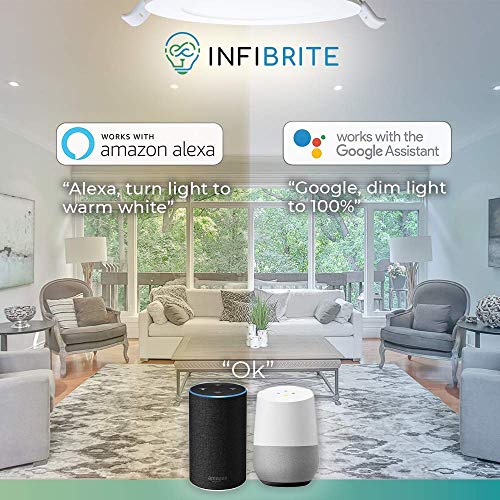 INFIBRITE 6 Inch WiFi Smart Ultra-Thin LED Ceiling Mount Recessed Light 12W 1100LM Dimmable with Junction Box, App & Voice Control, Alexa/Google Compatible, ETL & Energy Star, Wet Rated (24 Pack)