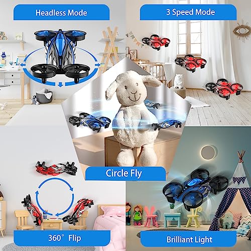 LANSAND 2Pack Mini Drones for Kids,Beginners,Adults, Small RC Drone Quadcopter with 2-In-1 Race and Fly Mode,LED Light,Altitude Hold,3D Flip,4 Batteries,Stress Relief for Adult,Toy Gift for Boys Girls