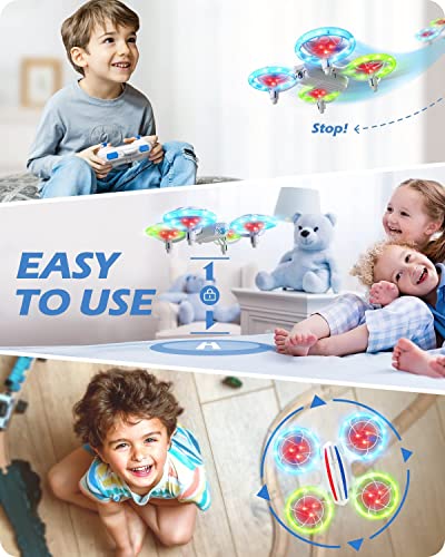 DEERC D23 Drones for Kids Beginners, LED RC Mini Quadcopter with Altitude Hold, Headless Mode, Aircraft with 720P HD FPV WiFi Camera, Propeller Full Protect, Easy to use Kids Gifts Toys for Boys, Girls,1 Piece, White