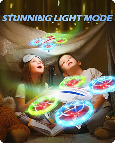 DEERC D23 Drones for Kids Beginners, LED RC Mini Quadcopter with Altitude Hold, Headless Mode, Aircraft with 720P HD FPV WiFi Camera, Propeller Full Protect, Easy to use Kids Gifts Toys for Boys, Girls,1 Piece, White