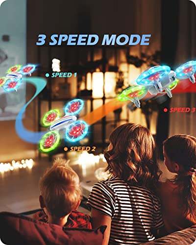 DEERC D23 Drones for Kids Beginners, LED RC Mini Quadcopter with Altitude Hold, Headless Mode, Aircraft with 720P HD FPV WiFi Camera, Propeller Full Protect, Easy to use Kids Gifts Toys for Boys, Girls,1 Piece, White