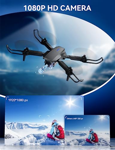 Drones with Camera for Adults Beginners Kids, Foldable E88 Drone with 1080P HD Camera, RC Quadcopter - FPV Live Video, Altitude Hold, Headless Mode, One Key Take Off/Landing, APP Control (E88)