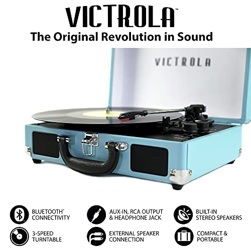 Turquoise Victrola Portable Record Player with Bluetooth