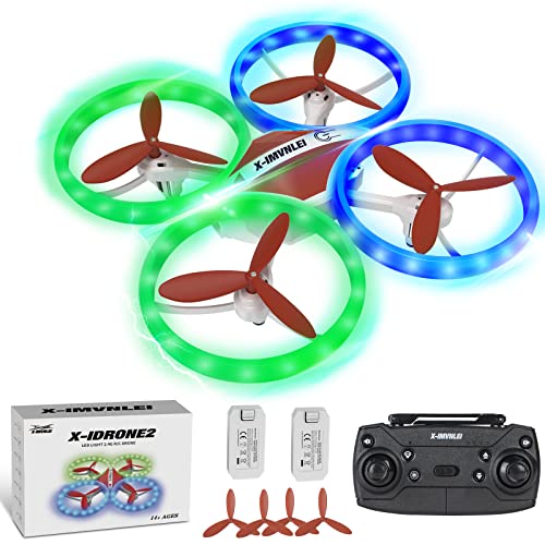X2 Drones for Kids big size Drone for Beginners with Light RC Drones with Altitude Hold,Quadcopter with 1-key Land, 3 Speed Modes, 360° Flip, 2 Batteries,Gifts Toys for Boys and Girls,X-IMVNLEI