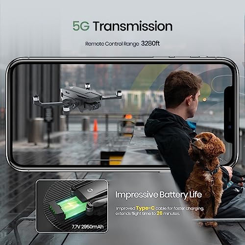Holy Stone 2 Axis Gimbal GPS Drone with 4K EIS Camera for Adults Beginner, HS720G Foldable FPV RC Quadcopter with Brushless Motor, 5G WiFi Transmission, Optical Flow, Follow Me, Smart Return Home