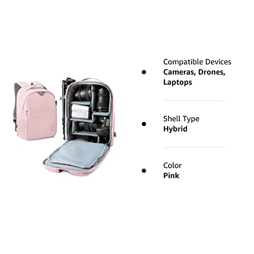 Pink Camera Backpack with Laptop Compartment