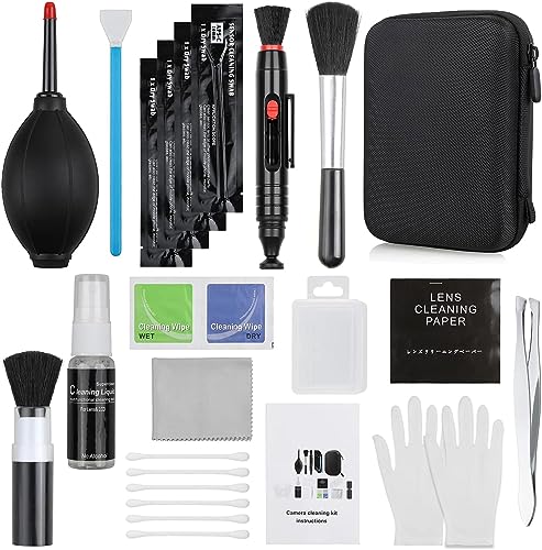 14-in-1 Camera Lens Cleaning Kit - Mirrorless Camera Sensor Cleaning Kit for DSLR Camera Canon Sony Nikon Including Lens Blower/Detergent/Swabs/Cleaning Cloth/Cleaning Pen/Cleaning Brush
