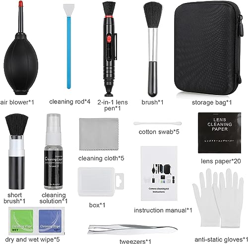 14-in-1 Camera Lens Cleaning Kit - Mirrorless Camera Sensor Cleaning Kit for DSLR Camera Canon Sony Nikon Including Lens Blower/Detergent/Swabs/Cleaning Cloth/Cleaning Pen/Cleaning Brush