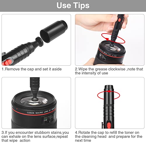 14-in-1 Camera Lens Cleaning Kit - Mirrorless Camera Sensor Cleaning Kit for DSLR Camera Canon Sony Nikon Including Lens Blower/Detergent/Swabs/Cleaning Cloth/Cleaning Pen/Cleaning Brush