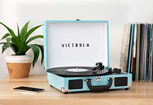 Turquoise Victrola Portable Record Player with Bluetooth