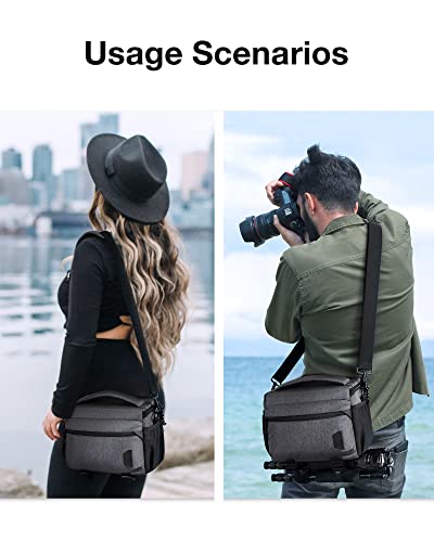 BAGSMART Grey Camera Bag with Tripod Holder