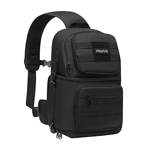 MOSISO Camera Sling Bag with Tripod Holder, Black