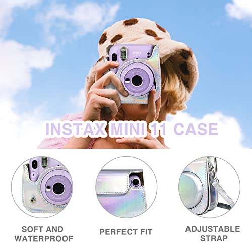 WOGOZAN Kit for Fujifilm Instax Mini 11 Instant Camera Accessories Bundle (Instax Camera Case/Album for Instax Mini Film/Selfie Mirror/Photo Frames/Photo Stickers & More) (Magic Silver)