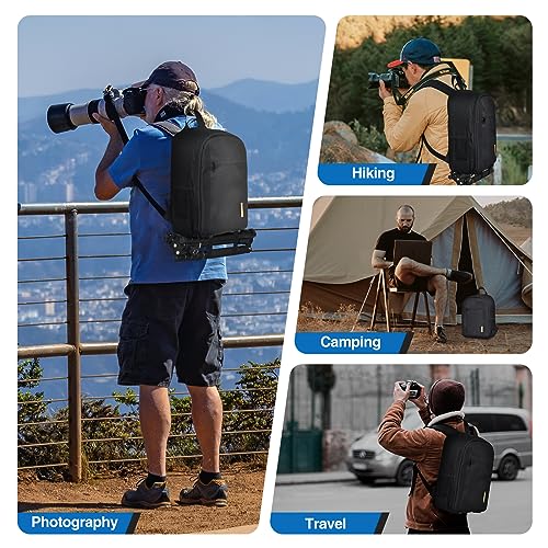EMART Camera Backpack with Removable Padded Dividers and Rain Cover, Camera Bag for SLR DSLR Mirrorless, Waterproof Camera cases for Sony Canon Nikon, Tripod, 13" Laptop (Only Camera Backpack)