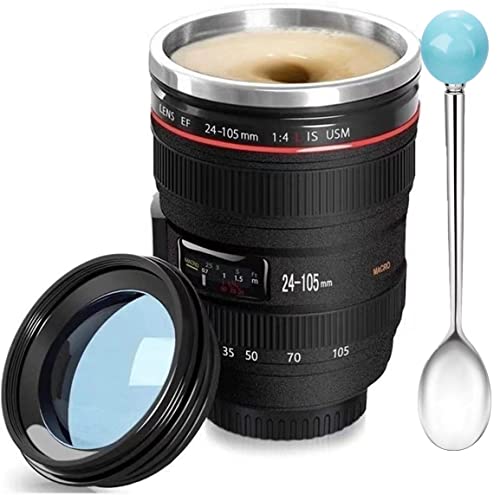 Chasing Y Camera Lens Coffee Mug, Fun Photo Stainless Steel Lens Mug Thermos Great Gifts for Photographers,Home Supplies,Friends,School Rewards