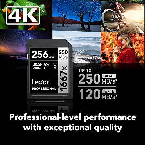 Lexar Professional 1667x 128GB SDXC UHS-II/U3 Card (LSD128CBNA1667) For Camera