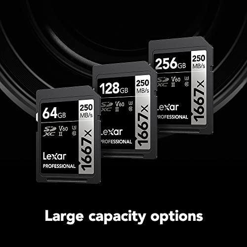 Lexar Professional 1667x 128GB SDXC UHS-II/U3 Card (LSD128CBNA1667) For Camera