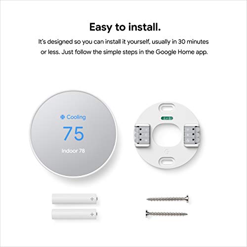 Google Nest Thermostat - Smart Thermostat for Home - Programmable Wifi Thermostat - Snow (Renewed)
