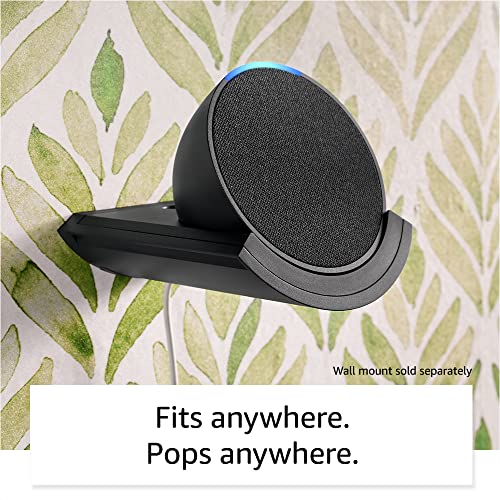 Compact Amazon Echo Pop smart speaker with Alexa, Charcoal