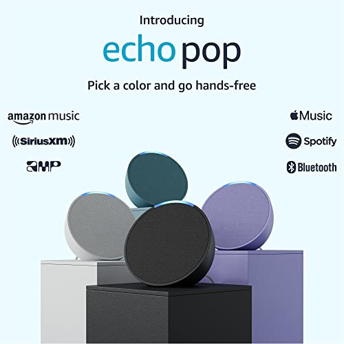 Compact Amazon Echo Pop smart speaker with Alexa, Charcoal