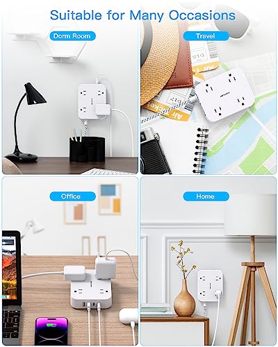 5ft Flat Plug Power Strip with 4 USB Ports