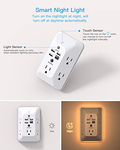 Night Light Outlet Extender Multi Plug USB Charger