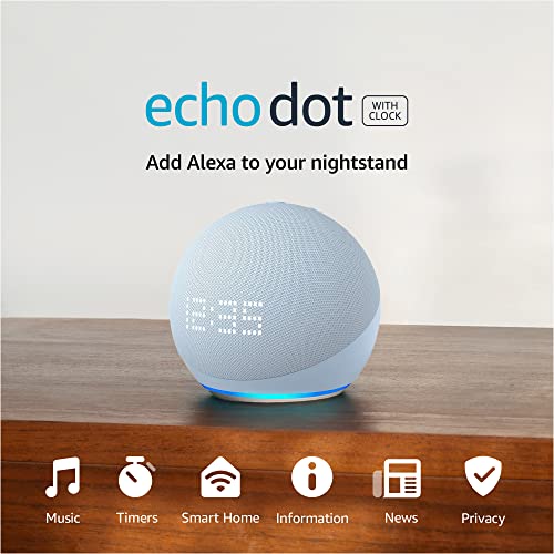 Compact Amazon Echo Dot (5th Gen) with LED clock