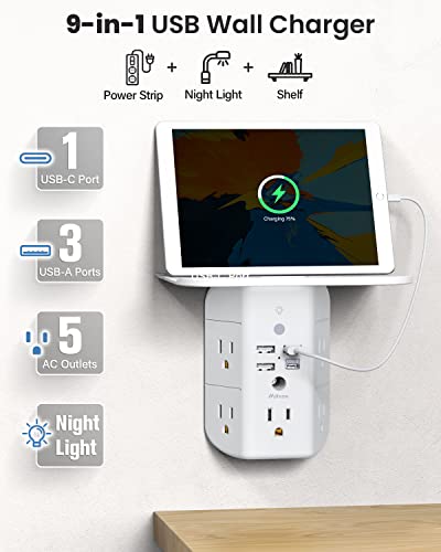 3-in-1 Wall Outlet Extender with Night Light