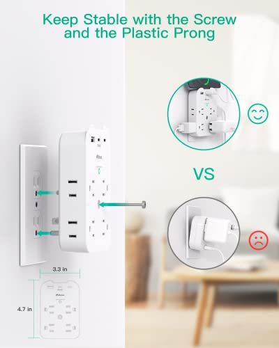 Mifaso Wall Surge Protector with 8 Outlets 1800J