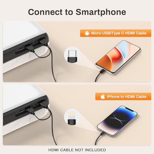Portable 1080P Bluetooth Projector with 100" Screen