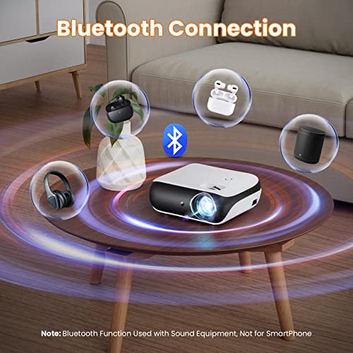 Portable 1080P Bluetooth Projector with 100" Screen
