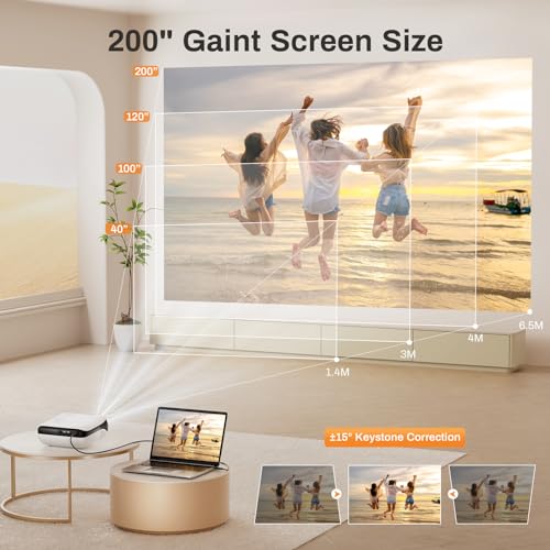 Portable 1080P Bluetooth Projector with 100" Screen
