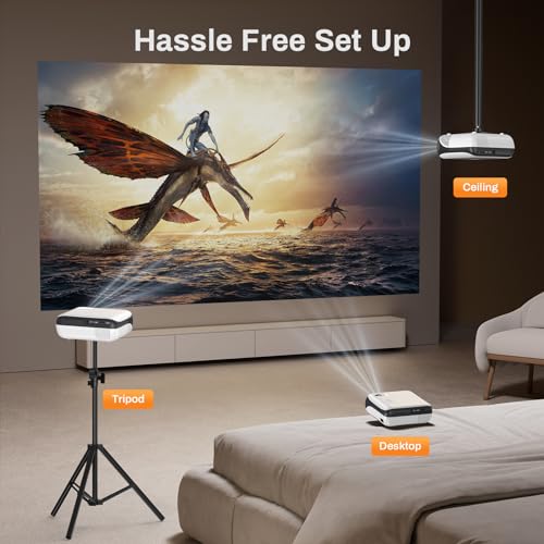 Portable 1080P Bluetooth Projector with 100" Screen