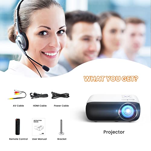 Portable 1080P Bluetooth Projector with 100" Screen