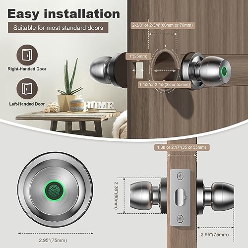 HEI LIANG Fingerprint Smart Door Knob - App Controlled