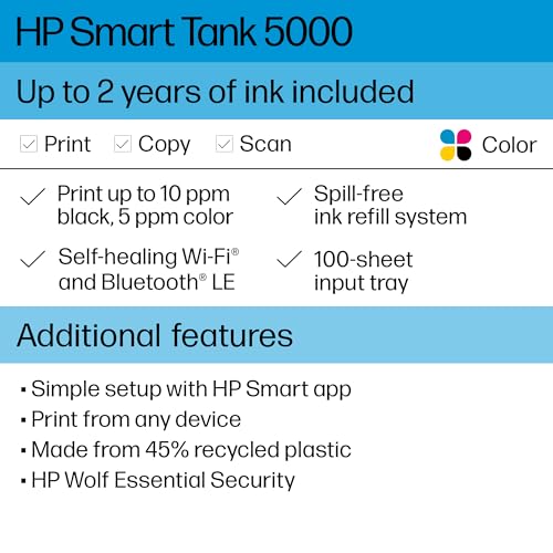 HP Smart-Tank 5000 Wireless All-in-One Ink-Tank Printer