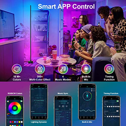 Miortior Smart RGB LED Corner Floor Lamp